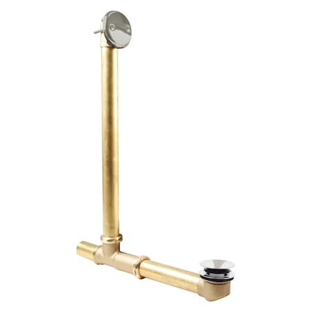 Westbrass 18" 17-Gauge Brass Above Floor Tip-Toe Drain Bath Assembly with 2-Hole Overflow, Satin Nickel 7931817-AF-07